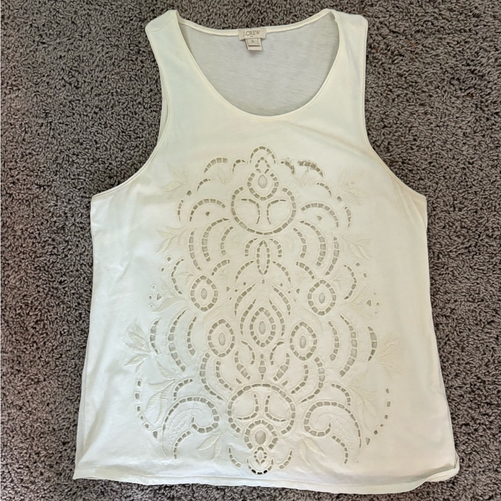 J. Crew White Tank Top with Elegant Cut-Out Design